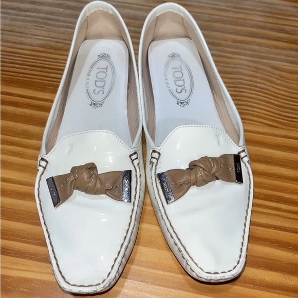 Tod's Women's White and Brown Loafers - Picture 1 of 9